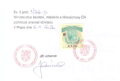 Ověření dokladu Ministerstvem školství, mládeže a tělovýchovy